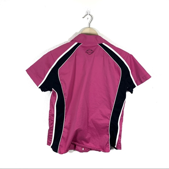 Harley Davison Size. L Pink, Black & White ZIP Top - Picture 3 of 5